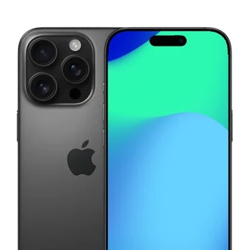 Εκθεσιακό iPhone 16 Pro Max σε μαύρο τιτάνιο, μπροστινή και πίσω όψη