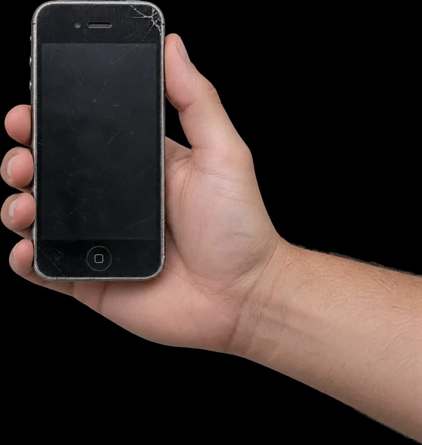 Χέρι που κρατά μεταχειρισμένο iPhone