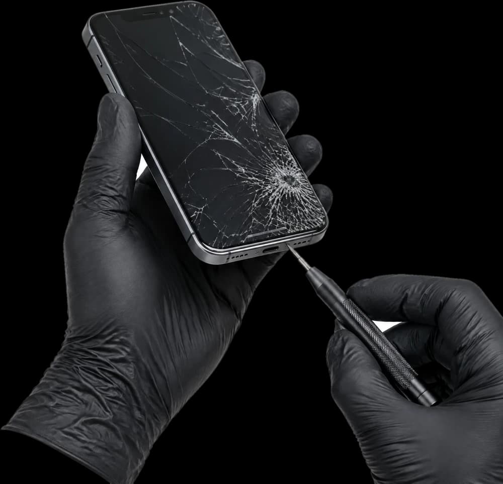 Τεχνικός ανοίγει iPhone με σπασμένη οθόνη για επισκευή