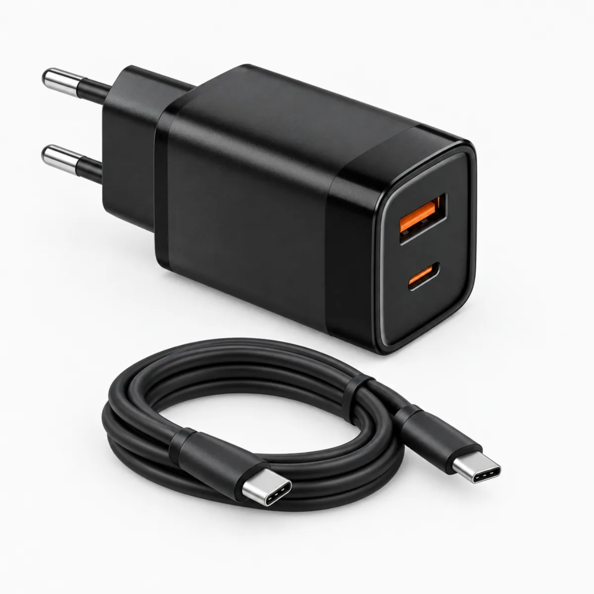 Φορτιστής GaN 35W Moxom MX-HC243 μαύρος με 2 θύρες και καλώδιο USB-C